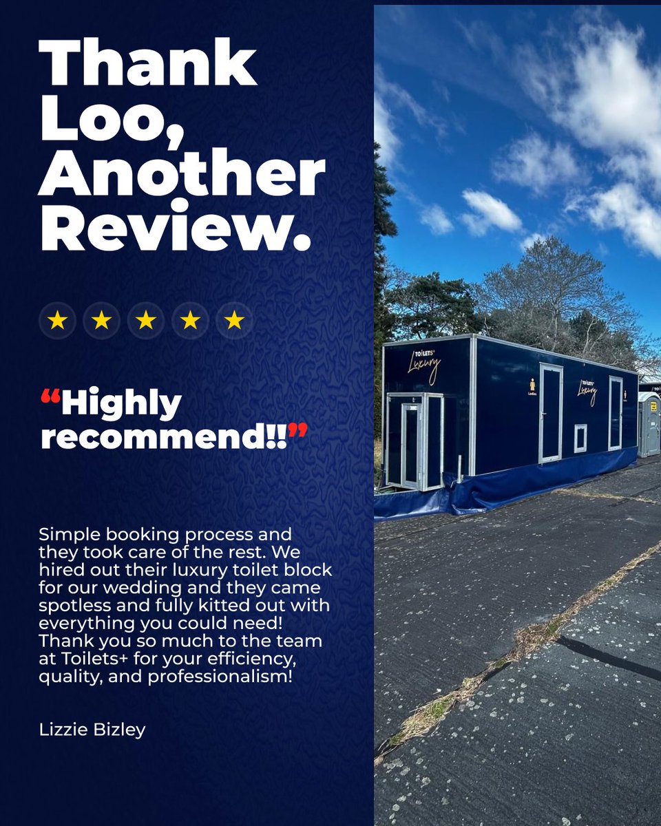 Nothing beats a great review – especially when it’s for our luxury loos ✨🚽

From weddings to VIP events, we’re here to keep your guests comfortable and your day running smoothly.

#EventEssentials #ToiletsPlus #WeddingPlanning #PortableToilets