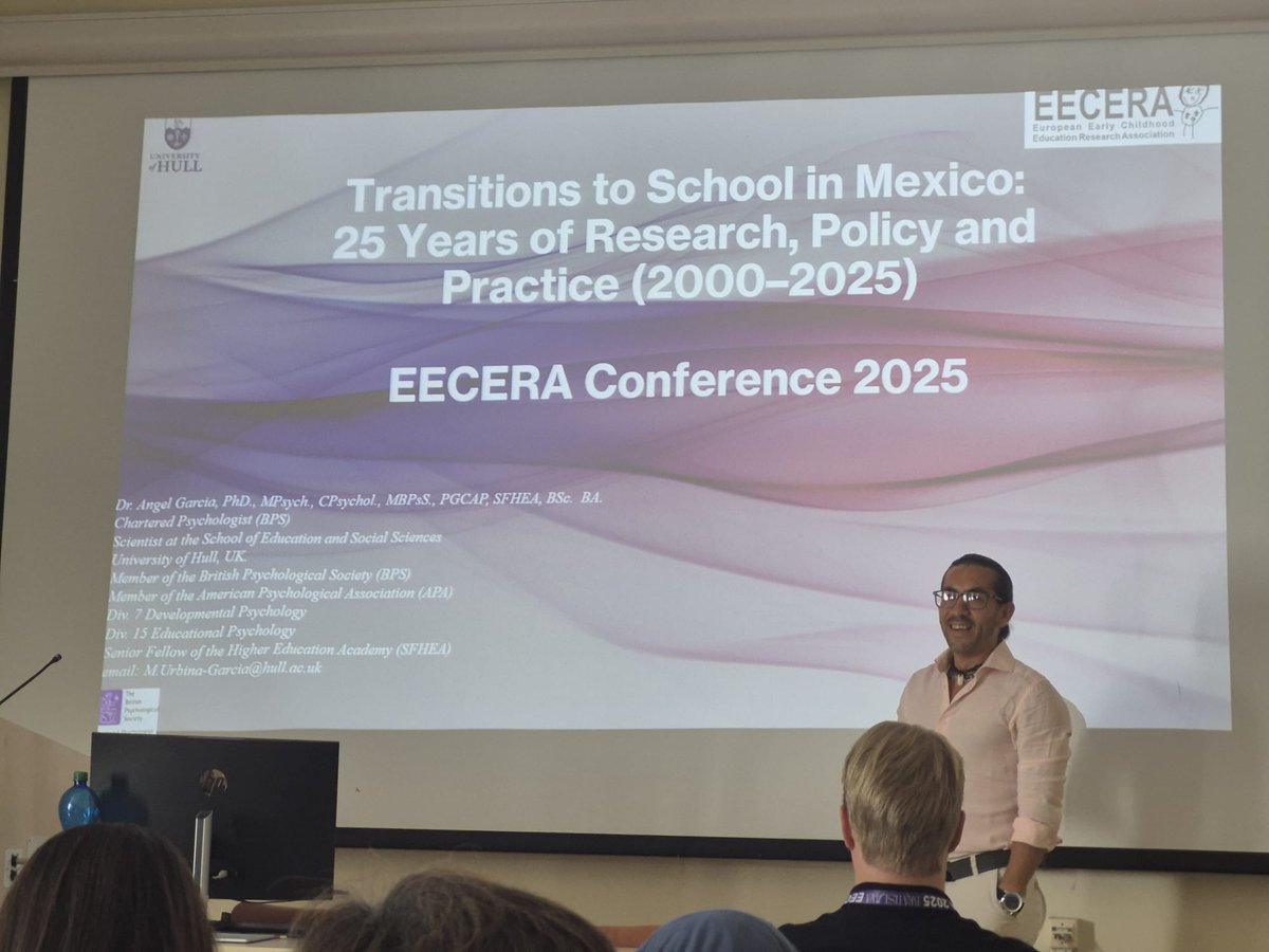 DrAngelUrbina's tweet image. Thrilled to present at #EECERA2025 -our systematic literature review of school transitions in 🇲🇽 Mexico. This study (forthcoming in a 2026 @SpringerEdu volume with 39 countries) highlights how context matters for #SchoolTransition research &amp;amp; policy @UoHEducation  @Earlychildhood