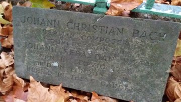 J C Bach the youngest son of J S was born in Leipzig 290 years ago today. He was known as 'the London Bach' and lived the last 20 years of his life in London

Buried in the graveyard at St Pancras Old Church he became one of the most important composers in 18th century England