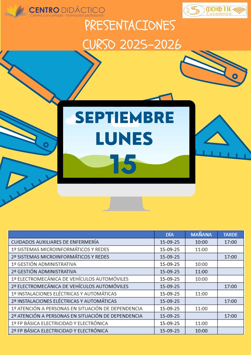 Estamos de vuelta 😉 Horarios de inicio ⌚