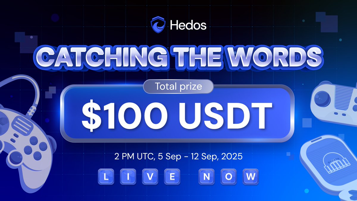 🔥[LIVE NOW] #MINIGAME - CATCHING THE WORDS🔥

🏆The wait is over! $100 USDT in total for 10 random winners with the correct answers

⏰2 PM UTC, 5 Sep - 12 Sep

📌HOW TO PARTICIPATE:
➡️Follow <a href="/HedosFinance/">Hedos Finance</a> &amp; join our community (t.me/hedos_finance)
➡️Like and repost this