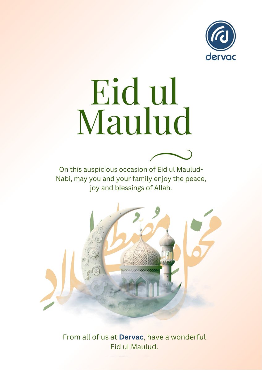 Dervachub's tweet photo. As we celebrate Eid ul Maulud, may you and your family enjoy the peace, joy, and blessings of Allah.

From all of us at Dervac, have a wonderful Eid ul Maulud. https://t.co/9gK1tbO4vf