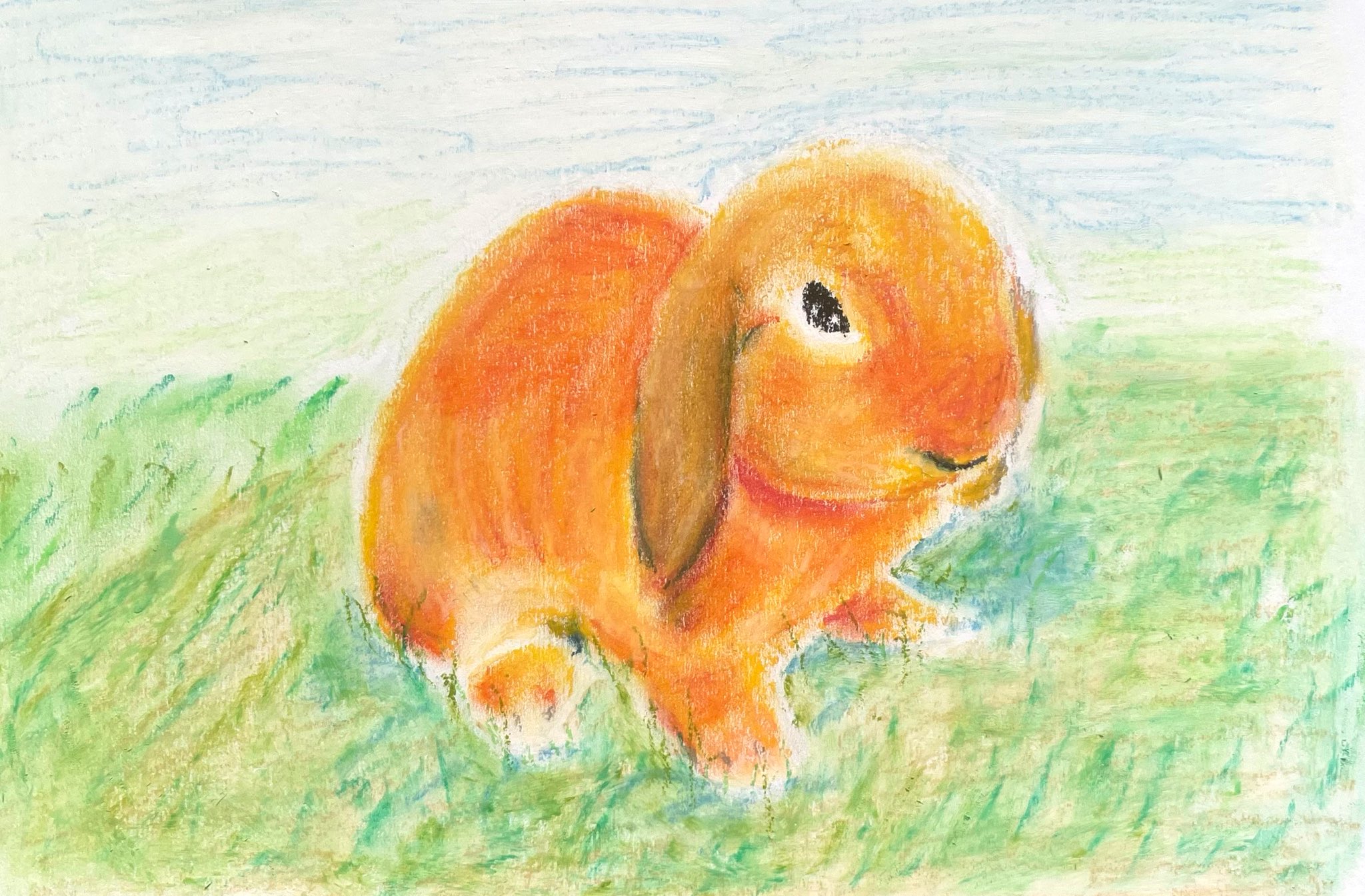 うさぎと女の子のクレヨン画 動物 | 糀谷未有 koujitani miu website