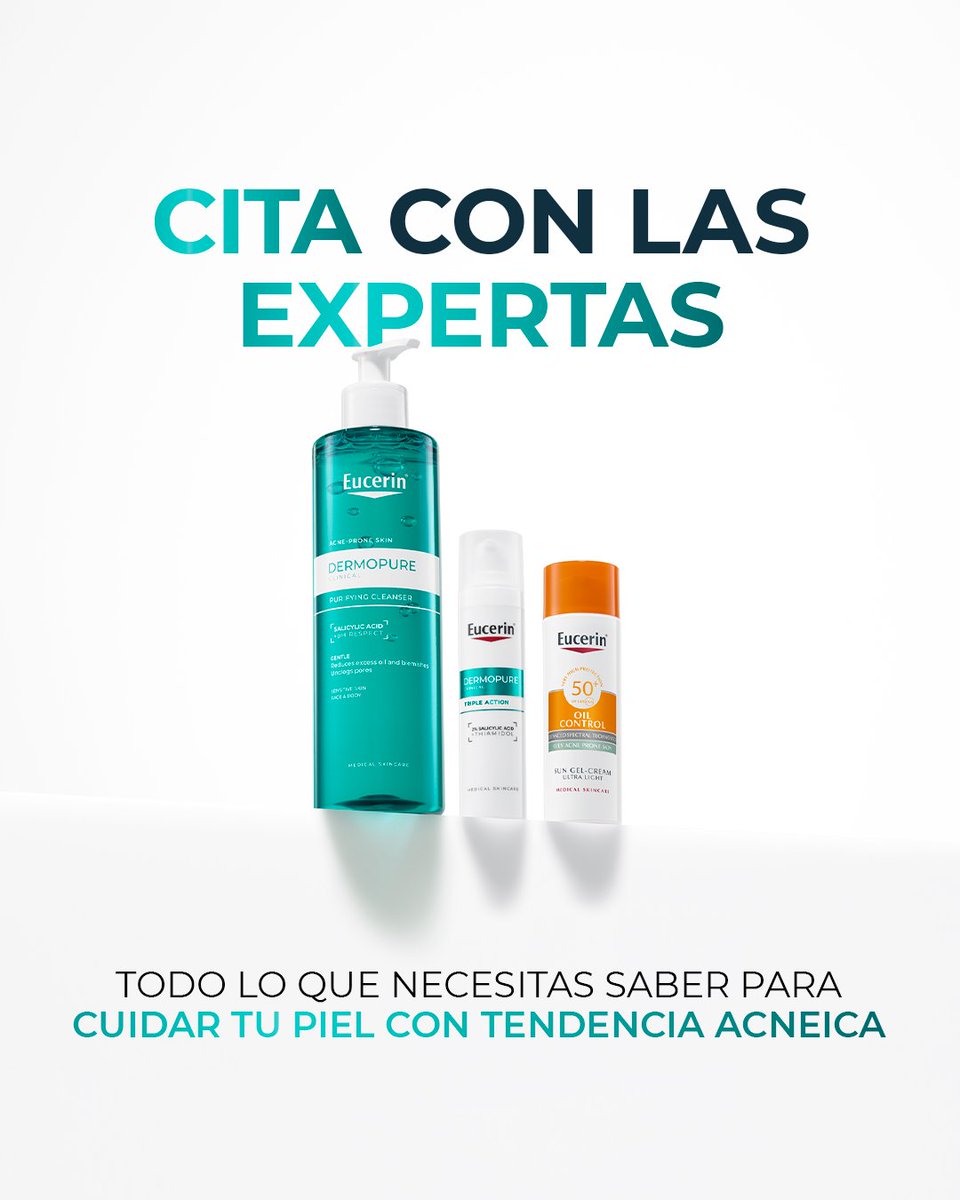 EucerinES's tweet photo. ¡Masterclass Online exclusiva! Solo para usuarios del #ClubEucerin.
👉 Aprende a cuidar tu piel con tendencia al #acné con Alexia Ferrer y Carme Chorto.
➕ Podrás probar y descubrir la eficacia de #DermoPure Clinical™
➡️ https://t.co/ays66cMc77 https://t.co/8SDpLDWHEN