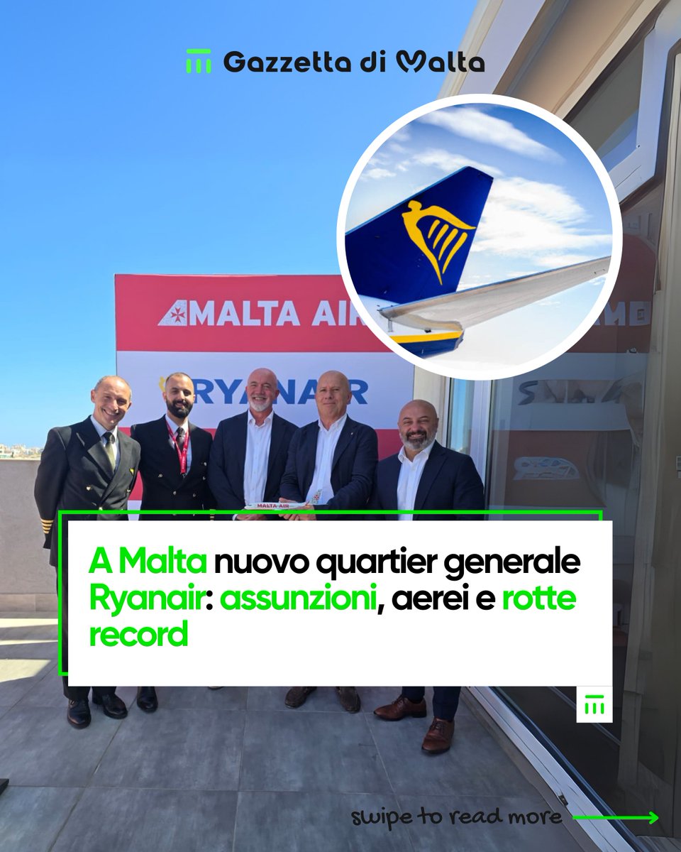 cciemalta's tweet photo. ✈️ Ryanair @Ryanair  atterra con una nuova sede a Malta!
700 mq che significano crescita, lavoro e nuove opportunità.

👉Leggi l'articolo su https://t.co/s1MAlTVZA6 

#malta #ryanair #investimenti #aeroportodimalta https://t.co/rqjBWcV6mb