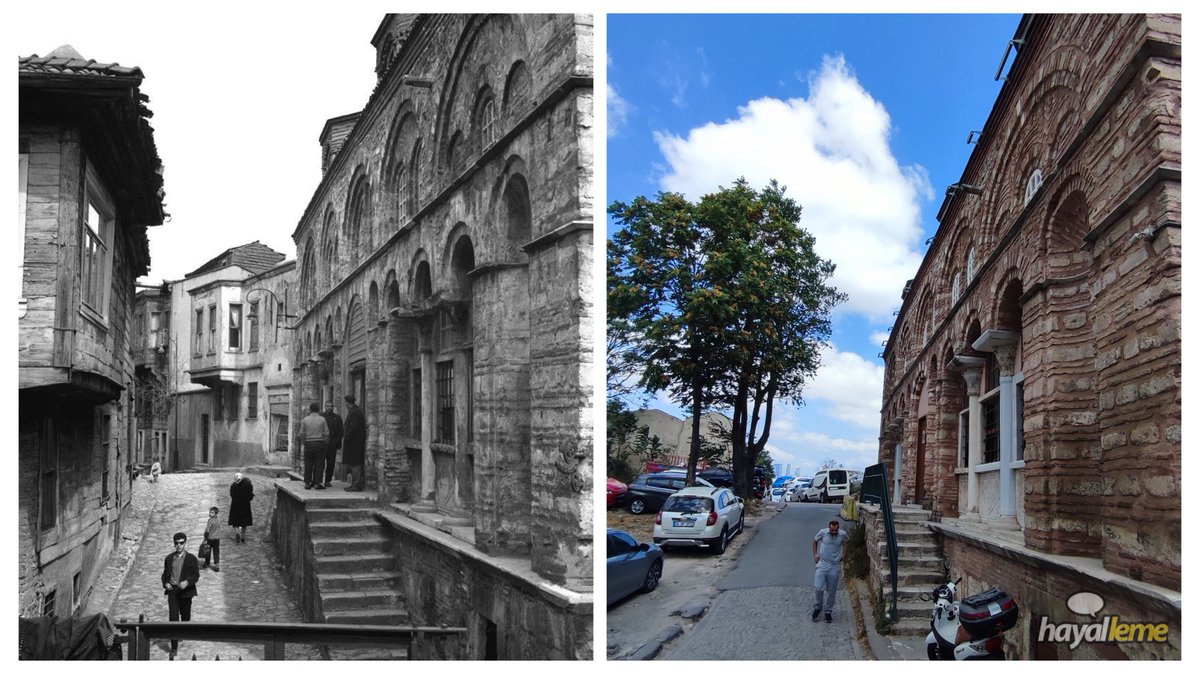 İki farklı tarihte Vefa Kilise (Molla Gürani) Camii ve Tirendaz Sokak.