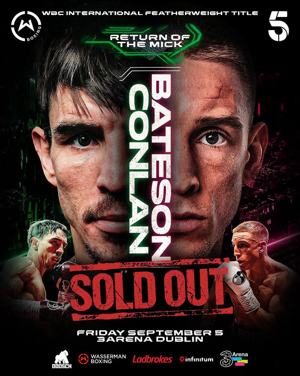 InfinitumEnt's tweet image. The boxing is back! Live on C5 from 9pm tonight from Dublin’s sold out 3 Arena! It’s a big one with Mick Conlon v Jack Bateson in the WBU International Featherweight title!  This is the latest in our partnership with @ladbrokes @channel5_tv and @WassermanBoxing 🥊 🥊
