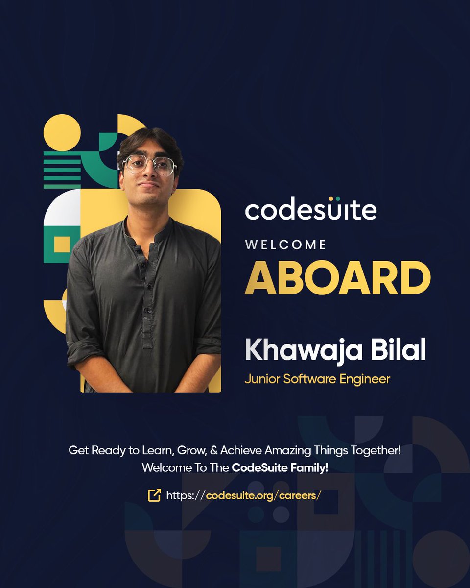 code_suite's tweet image. Welcome to the CodeSuite family! 🫶
We’re so excited to have you onboard.
📩 Drop your resume at hr@codesuite.org
#WelcomeOnBoard #LifeAtCodeSuite #WeAreHiring #TechWithPurpose #CodeSuite2025 #JoinTheTeam #NewBeginnings #InternshipOpportunity #BusinessDeveloper #WorkThatMatters
