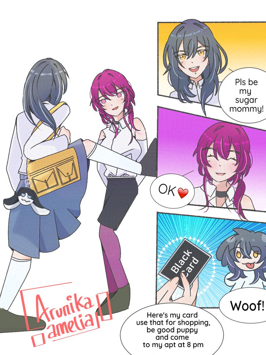 Day 3: Sugar mommy
Stelle have her own way to getting sugar mommy to help her financial funds, even if she must become a good puppy first.....

#kafstel #HonkaiStarRail    #kfstlweek25 #stelkaf #HSRFanart #カフ星