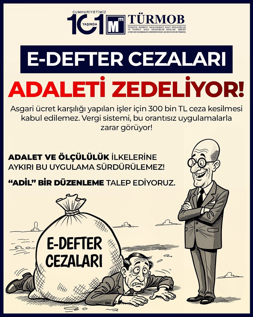Ltfks's tweet photo. @turmob e-Defter Cezaları Adaleti Zedeliyor!

Adalet ve Ölçülülük İlkelerine Aykırı Bu Uygulama Sürdürülemez!
“Adil” Bir Düzenleme Talep Ediyoruz.
#maliye #EDefterYıllıkOlsun #edefter #türmob #mehmetşimşek https://t.co/GHa2qAccYP