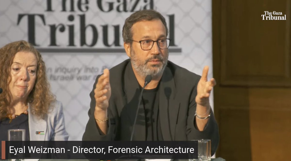 ForensicArchi's tweet image. FA director @weizman_eyal now speaking live as part of the ongoing Gaza Tribunal - stream here: youtube.com/live/j3KD9_7EY…