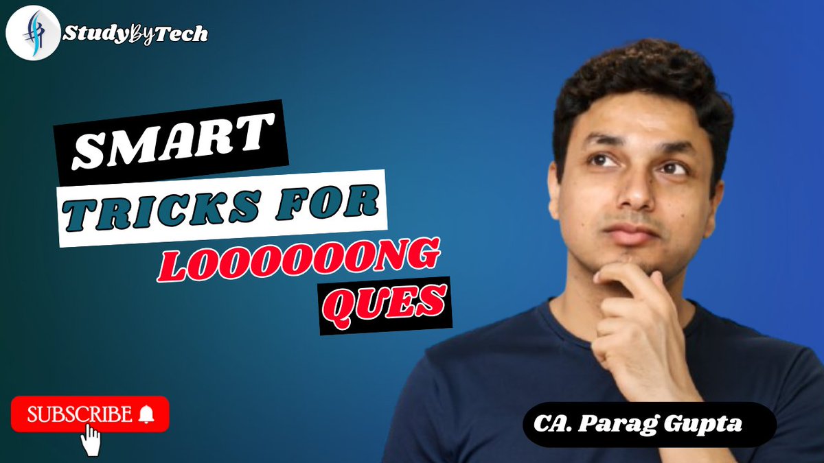 StudyByTech's tweet image. Want to master long questions in #caexams like a pro? 🏆 Check out CA Parag Gupta&apos;s smart trick that will help you tackle them with confidence! Don’t miss out on this game-changing advice! 📊✨ #castudents

youtu.be/Eo9Kw4dpvfU