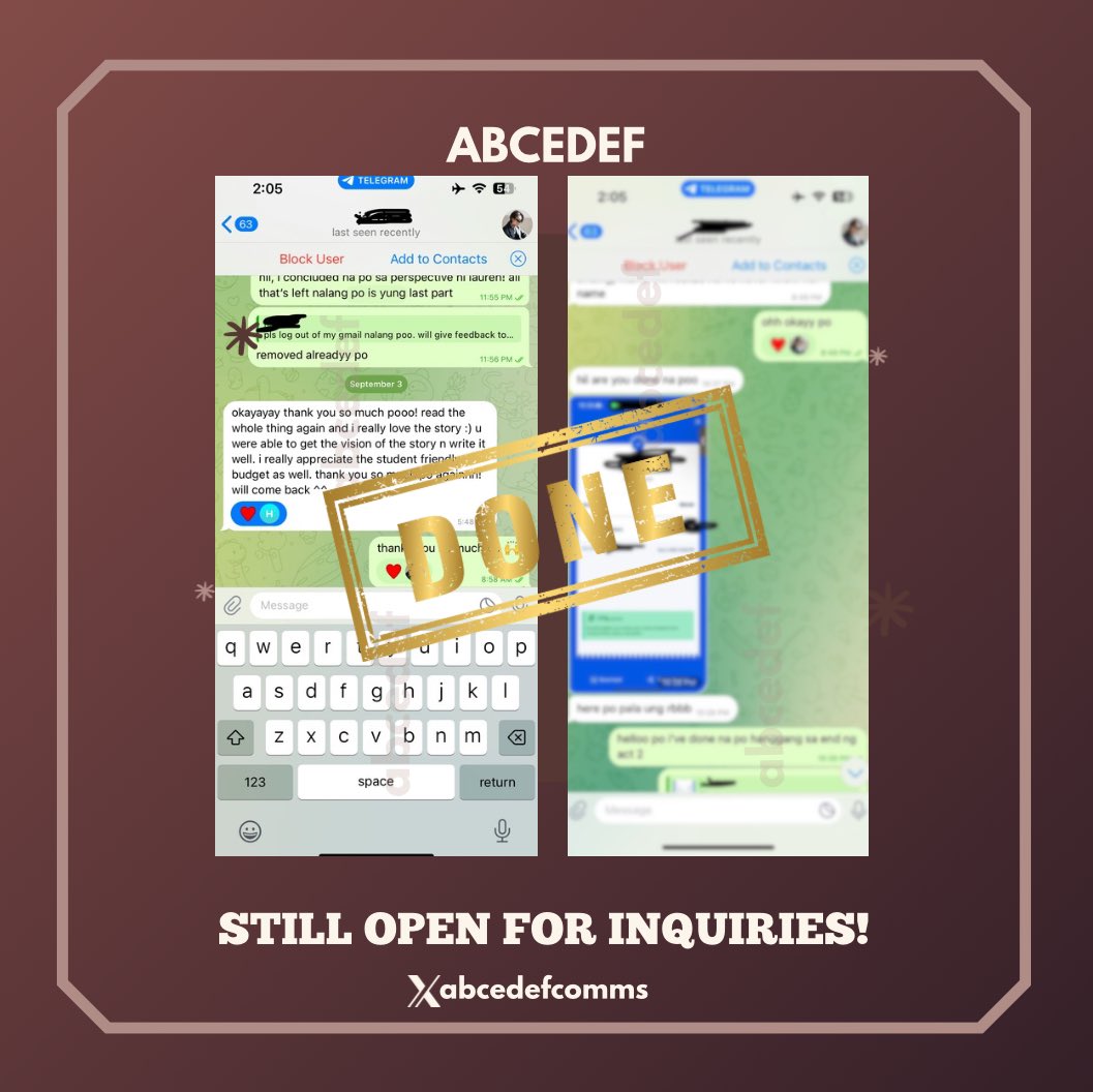 abcedefcomms's tweet image. ── .✦· Script

enjoyed doing this task smmmmm 🙌

thank you for trusting abcedef!

╰┈➤ i&apos;m still open and accepting academic commissions! dm for inquiries!