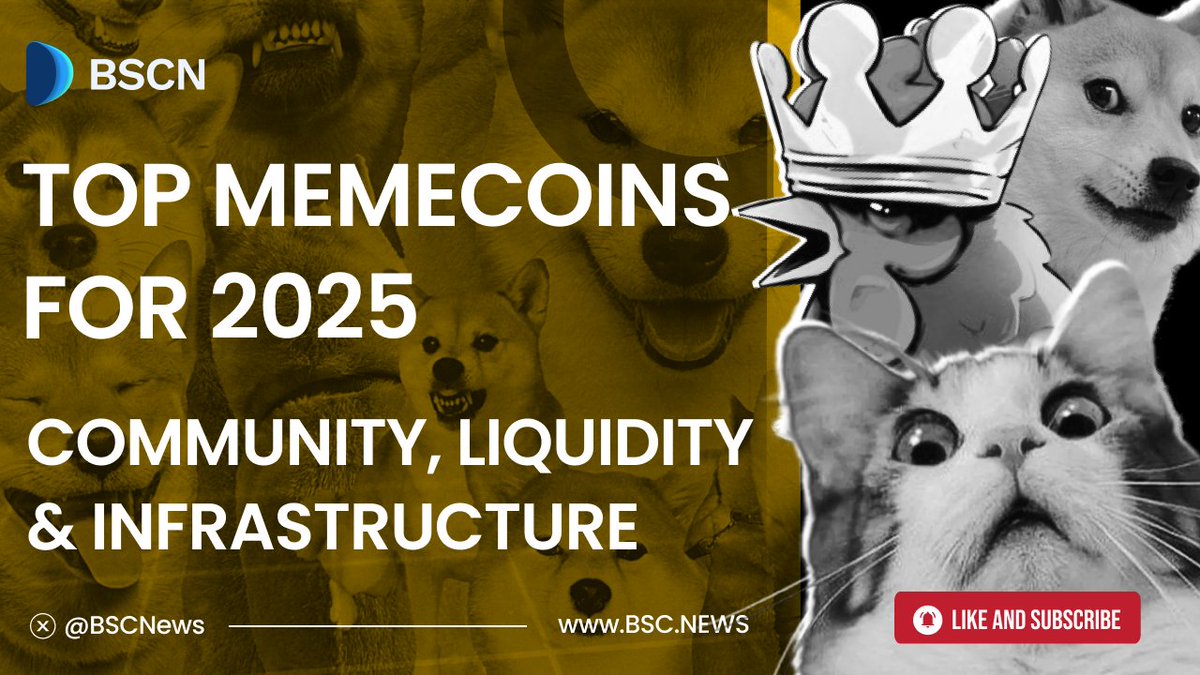 Top Memecoins for 2025 featuring community, liquidity, and infrastructure with meme animal illustrations