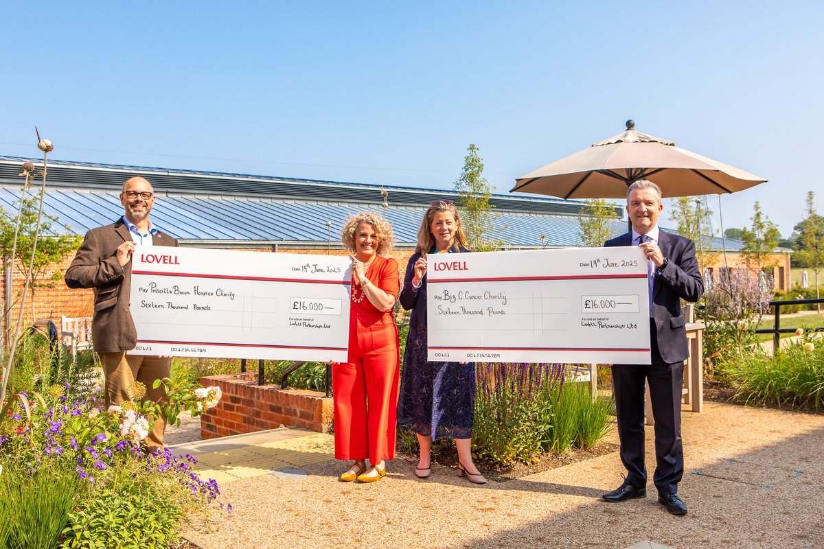 Lovell_UK's tweet photo. This #InternationalDayofCharity, we’re celebrating one of 10+ charities we’ve supported this year - Priscilla Bacon Hospice Charity ❤️

@morgansindallc built their Priscilla Bacon Lodge, opened by King Charles, and we've raised £28k+  which helped to fund a new community hub. https://t.co/iATbaZISkY
