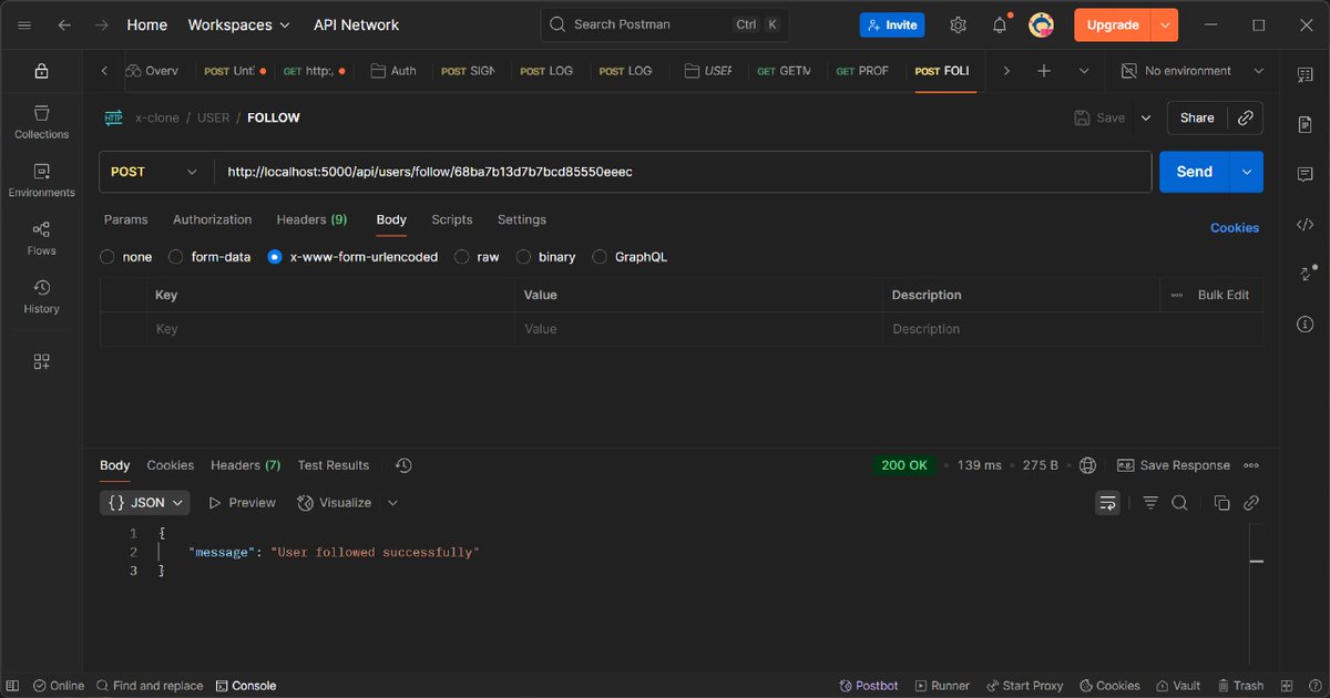 Shubham_level's tweet photo. #day3 for winning a hackerthon :  

Today, I built and learned how the follow and unfollow functions work, as well as how profiles are created in the backend, and how authors like me follow and unfollow this process. I learn and implemented it in my X clone model  

#hackathon https://t.co/yIGZ1lrFsE