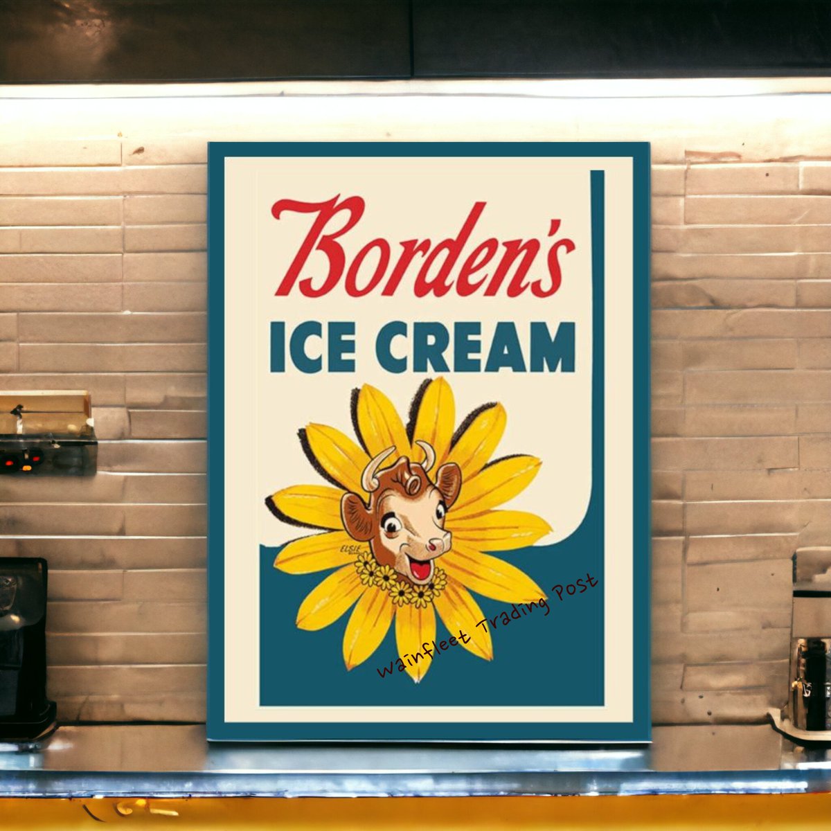 arlissbryant's tweet image. Borden's Ice Cream Sign Retro Decor tuppu.net/8b535e3d #Etsy #kitchenconnection #RetroSign