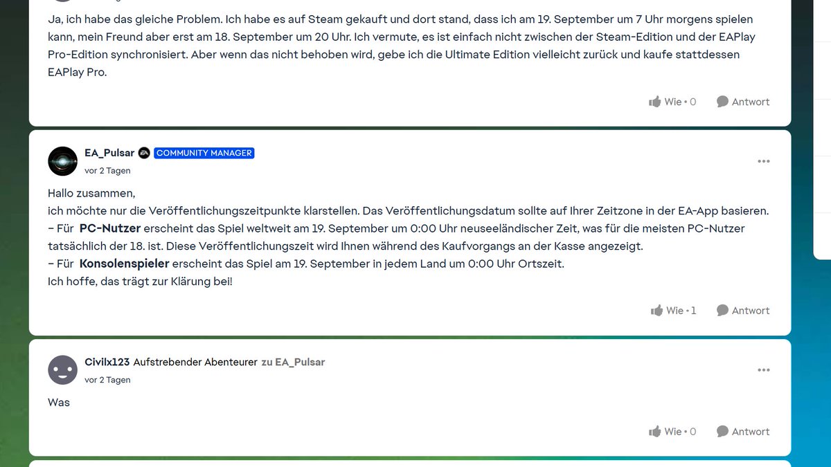 Sportring11's tweet photo. @dico_tv Hier eine Antwort von EA aus dem englischen Forum https://t.co/QYP7RZvEFE
