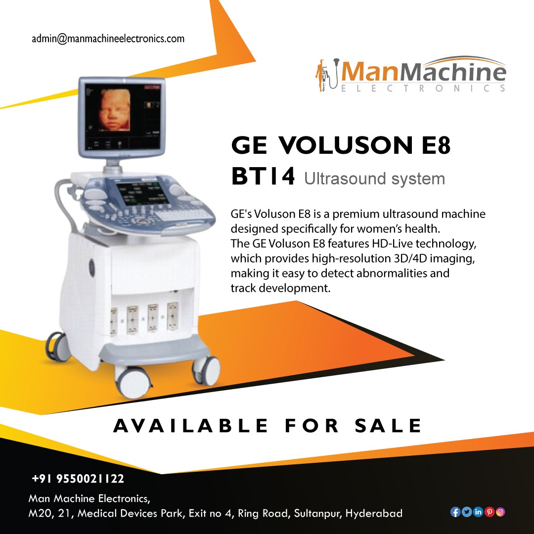 GE Voluson E8 BT 14 ultrasound sysytem is ready for sale at Man Machine Electronics.

For more details call us at +91 9550021122
view our website @ manmachineelectronics.com

#GEVolusonE8 #UltrasoundSystem #MedicalEquipment #UltrasoundEquipment #manmachineelectronics