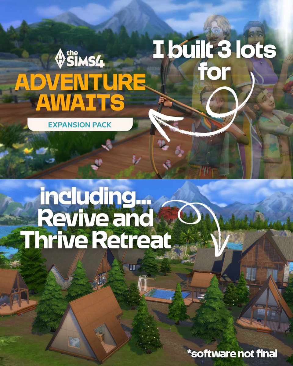 #eapartner
ATTENTION FRIENDS! I haz announcement 📣 

It’s surreal that I get to reveal what I’ve been working on with <a href="/TheSims/">The Sims</a> &amp; a team of super talented builders 🥂

I built THREE official lots in #TheSims4 #AdventureAwaits 🎯 

Go figure 🤷🏻‍♀️ Excuse me now while I cry with joy