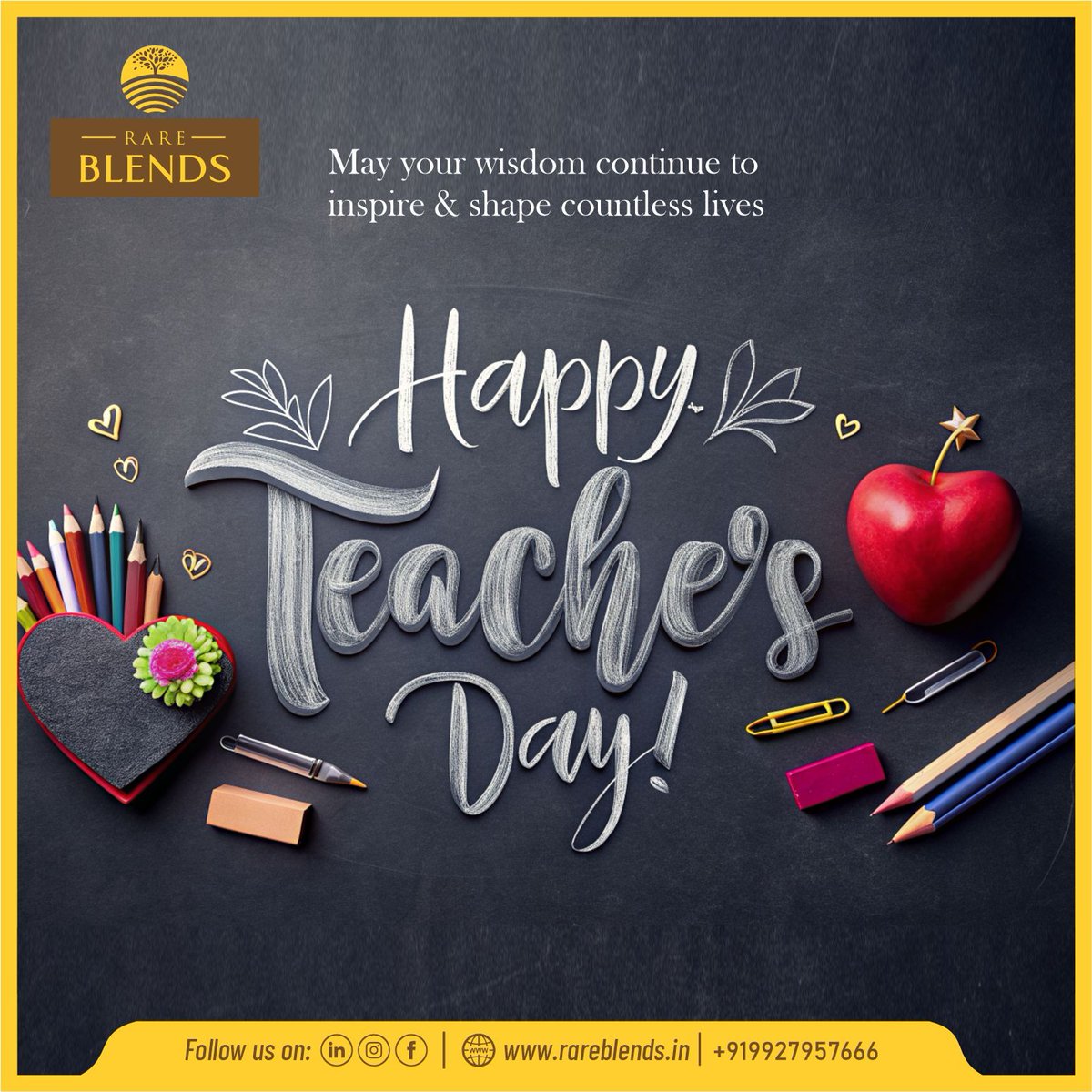 On this Teachers’ Day, we celebrate the mentors, educators, and guides who shape not just individuals but entire societies.

Happy Teachers’ Day to all who lead with knowledge and inspire with purpose!

#TeachersDay2025 #inspiration #Mentorship #rareblends