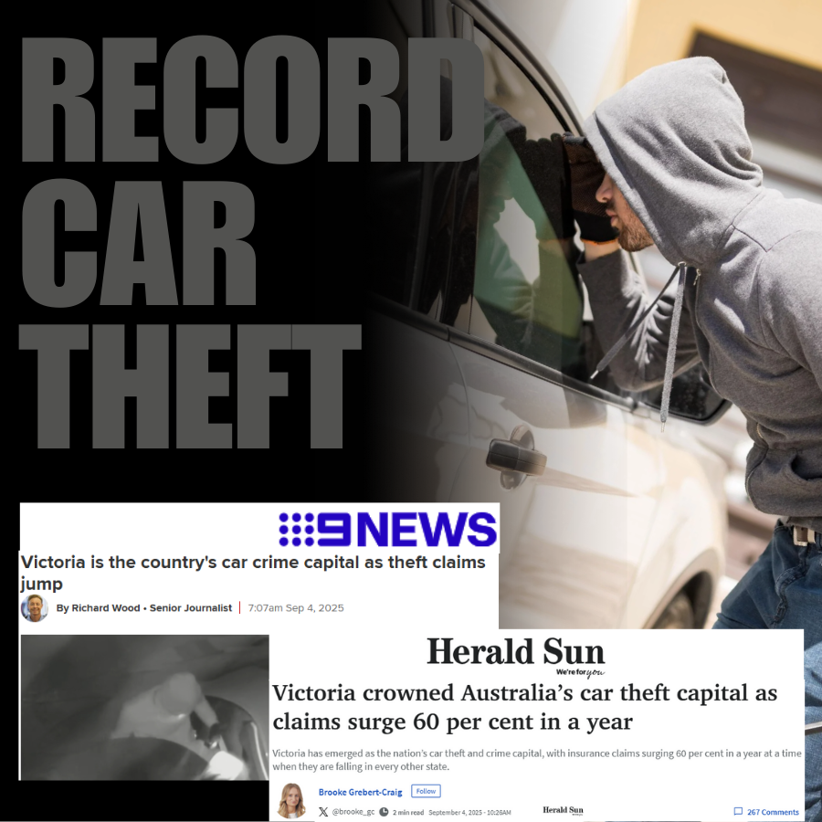 Victoria has set the records, and they are nothing to be proud of.
🚗 Car theft is at its highest levels since 2002 after a 47.1 per cent rise year-on-year
🏠 Home invasions have surged 19 per cent, aggravated cases up 26.8 per cent
👮‍ Violent attacks on police include shootings