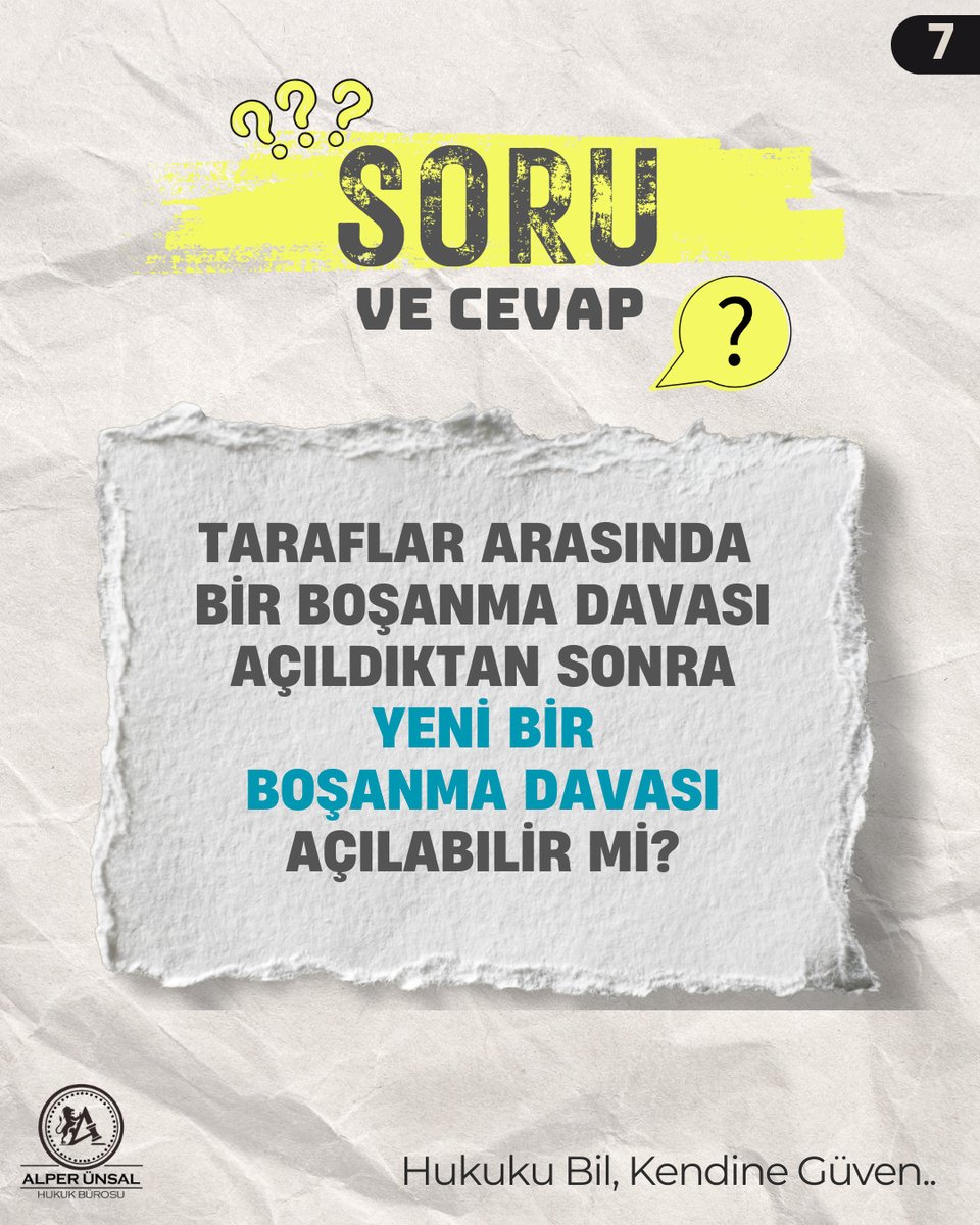Av. Alper ÜNSAL (@av_alper_unsall) on Twitter photo .
Taraflar arasında bir boşanma davası açıldıktan sonra yeni bir boşanma davası açılabilir mi?
Hukuk Muhakemeleri Kanunu’na göre, bir davanın esasına girilerek incelenebilmesi için bazı ön koşulların sağlanması gerekir. Bu ön koşullardan biri de “derdestlik”tir. Derdestlik, .
Taraflar arasında bir boşanma davası açıldıktan sonra yeni bir boşanma davası açılabilir mi?
Hukuk Muhakemeleri Kanunu’na göre, bir davanın esasına girilerek incelenebilmesi için bazı ön koşulların sağlanması gerekir. Bu ön koşullardan biri de “derdestlik”tir. Derdestlik,