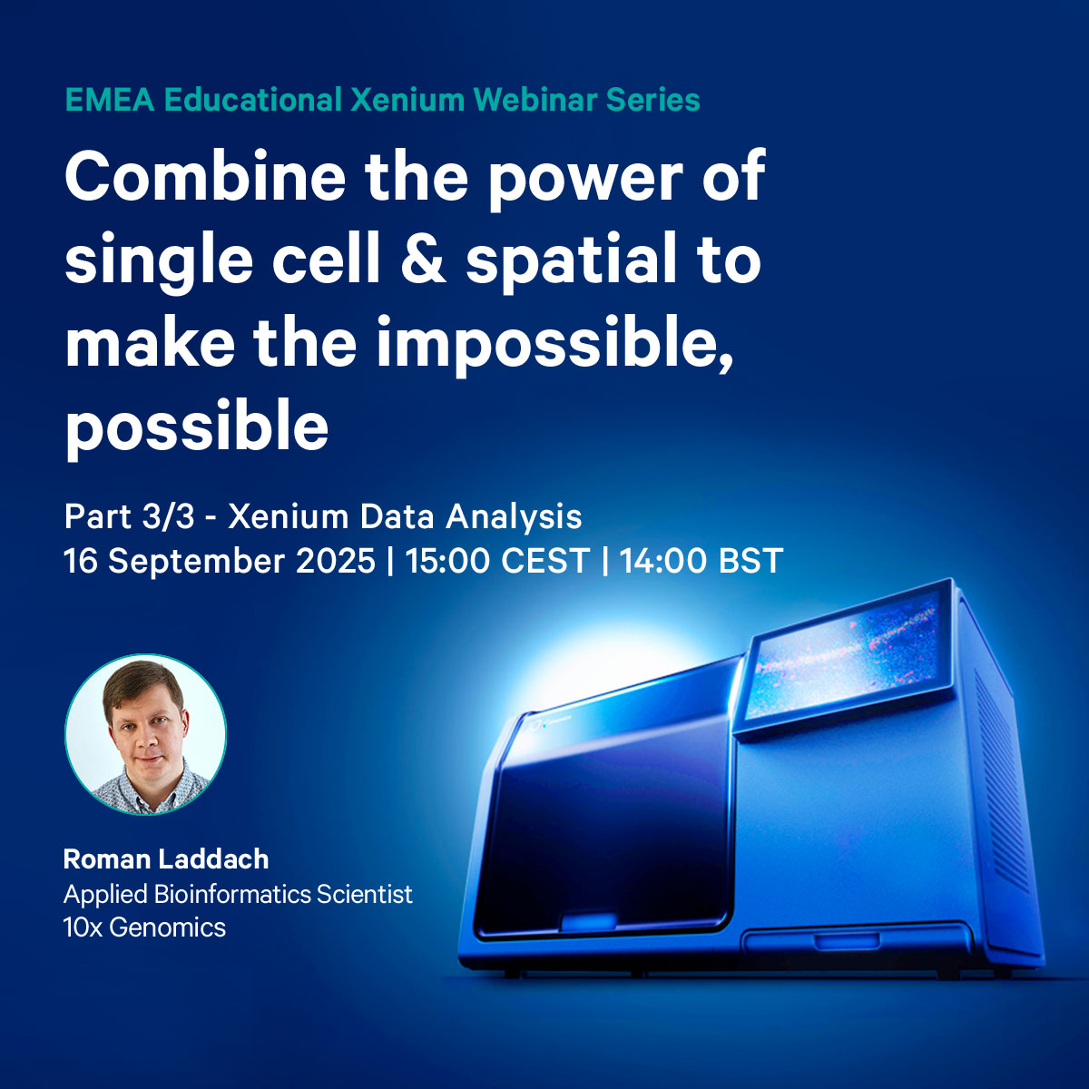 10xGenomics's tweet image. Join us on September 16 for an educational webinar on #Xenium data analysis, and discover best practices and expert tips and tricks to enrich your research 🧬
Learn more and reserve your spot here: bit.ly/4oYmTn0