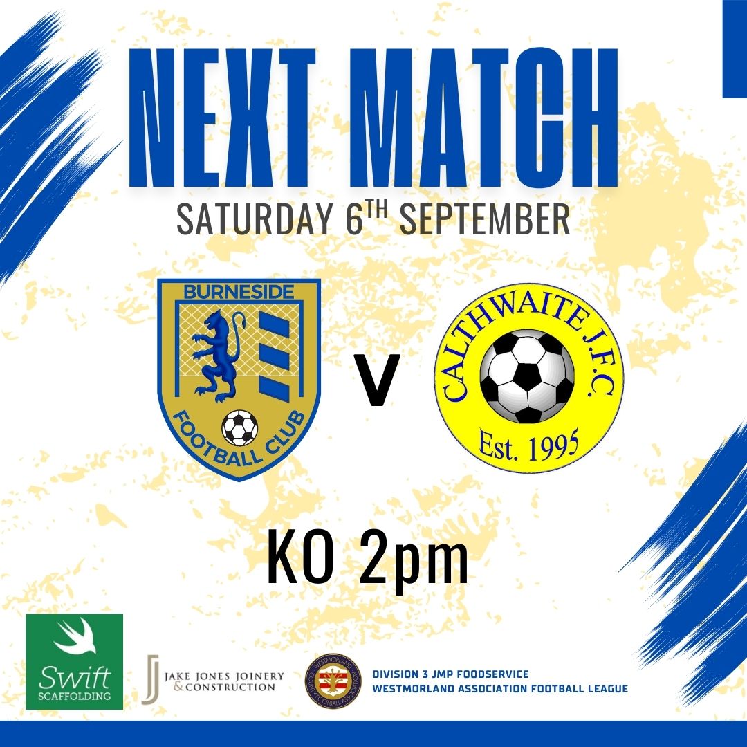 BurnesideFC (@burnesidefc) on Twitter photo NEXT UP | Burneside v <a href="/calthwaitemens/">Calthwaite JFC Mens</a> Reserves
๐๏ธ Saturday 6th September
โฝ๏ธ KO 2pm
๐ Div 3 JMP Westmorland League
3โฃ points up for grabs
๐ซถ All supporters welcome
๐ Hollins Lane LA9 6QL
๐บ Cricket Club open for drinks
#uptheburneside
<a href="/WestmorlandFL/">Westmorland Football League</a> <a href="/WestmorlandFA/">Westmorland FA</a> <a href="/NLCumbria/">Non League Cumbria</a> NEXT UP | Burneside v <a href="/calthwaitemens/">Calthwaite JFC Mens</a> Reserves
๐๏ธ Saturday 6th September
โฝ๏ธ KO 2pm
๐ Div 3 JMP Westmorland League
3โฃ points up for grabs
๐ซถ All supporters welcome
๐ Hollins Lane LA9 6QL
๐บ Cricket Club open for drinks
#uptheburneside
<a href="/WestmorlandFL/">Westmorland Football League</a> <a href="/WestmorlandFA/">Westmorland FA</a> <a href="/NLCumbria/">Non League Cumbria</a>