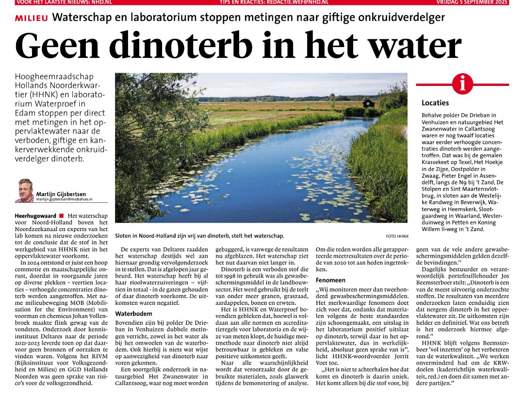 Geen Dinoterb in de West-Friese wateren! Aldus het krantenartikel in het <a href="/nhdagblad/">Noordhollands Dagblad</a>.  Zal dit "nieuws" ook veel aandacht in de landelijke media krijgen?