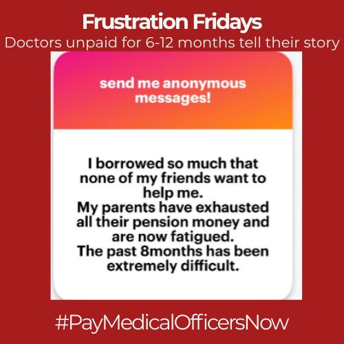 Unfortunately ,inspiration doesn't pay bills. 

120+ doctors have been  'walking with purpose' for 8-12 months without salaries. At this point, resilience isn't a choice, it's survival.

Here are some of their stories
#PayMedicalOfficersNow 
#PayMedicalOfficersNow