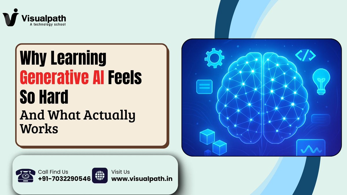 anikasharma98's tweet photo. Why Learning Generative AI Feels So Hard โ and What Actually Works https://t.co/D7ZCCSiThA
@VisualpathPro
#generativeai #ailearning #machinelearning #artificialintelligence #aiprojects #promptengineering #aiforbeginners #onlineaicourse #bestaicourses #freedemo #visualpath https://t.co/jZFvBPtkkD