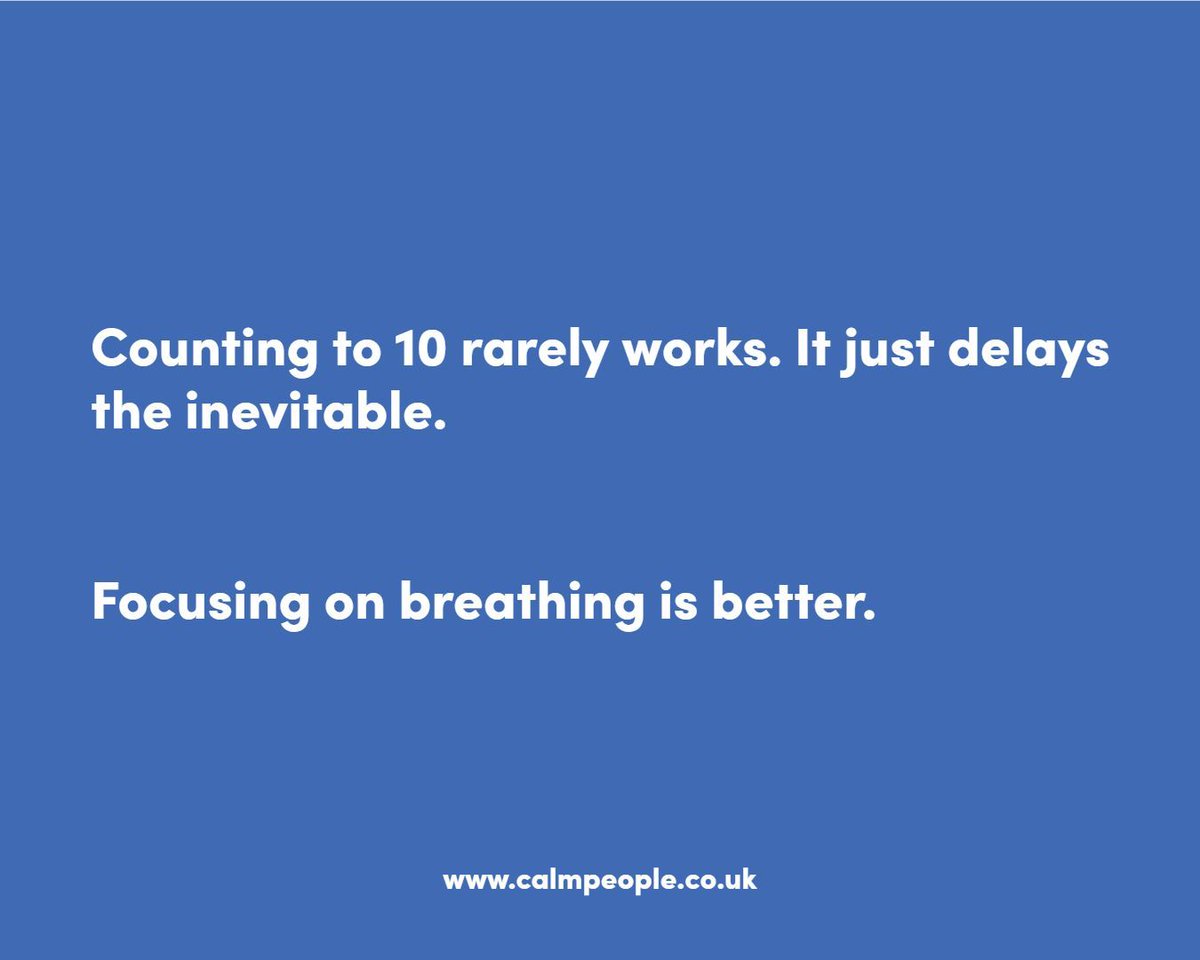 TheCalmPeople's tweet image. Counting to 10 rarely works. It just delays the inevitable. 

Focusing on breathing is better. 

#livingwithcancer #thegratitudeattitude #lovinglife #humanresources #hr #mentalhealth 
#managementconsulting #management #happiness #mentalhealth  #insurance #workfromhome