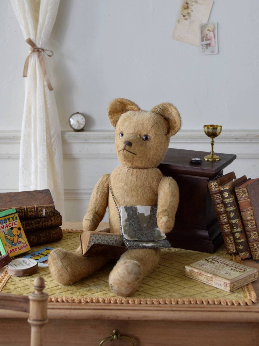 【フランス】みどり色のズボンを履いたアンティークテディベア フランス】みどり色のズボンを履いたアンティークテディベア フランス