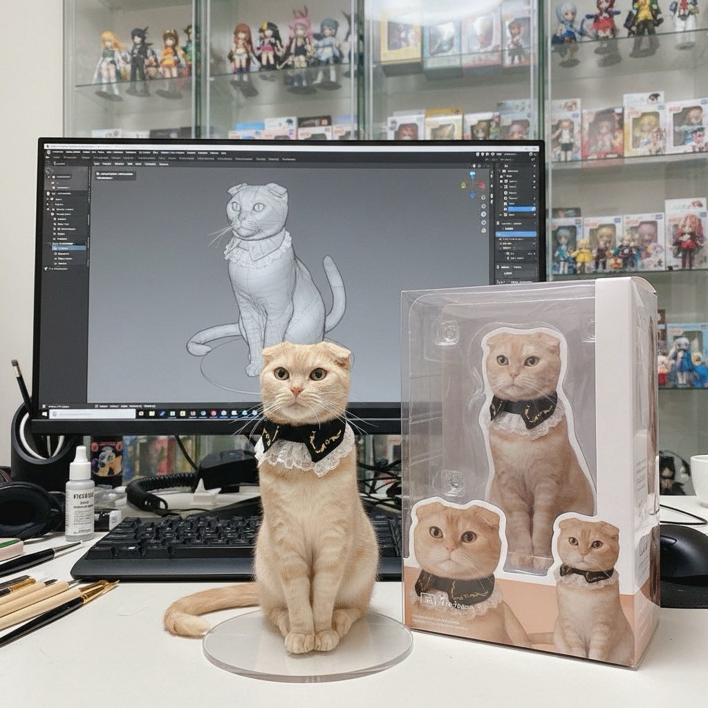 愛猫をフィギュア化してみた☺️かわいい！