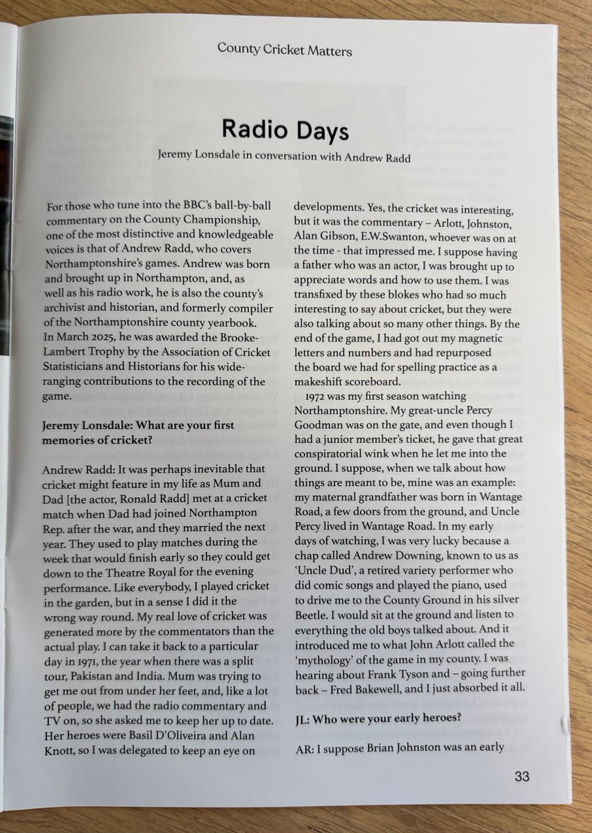 Jeremy Lonsdale (@lonsdale_jeremy) on Twitter photo Great to talk to <a href="/oldmanradd/">Andrew Radd</a> for <a href="/MattersCounty/">County Cricket Matters</a> One of the most distinctive and knowledgeable voices on county cricket on the air and in his books.
Issue 24 of County Cricket Matters out now and available here:
countycricketmatters.com/product-page/e⦠Great to talk to <a href="/oldmanradd/">Andrew Radd</a> for <a href="/MattersCounty/">County Cricket Matters</a> One of the most distinctive and knowledgeable voices on county cricket on the air and in his books.
Issue 24 of County Cricket Matters out now and available here:
countycricketmatters.com/product-page/eβ¦
