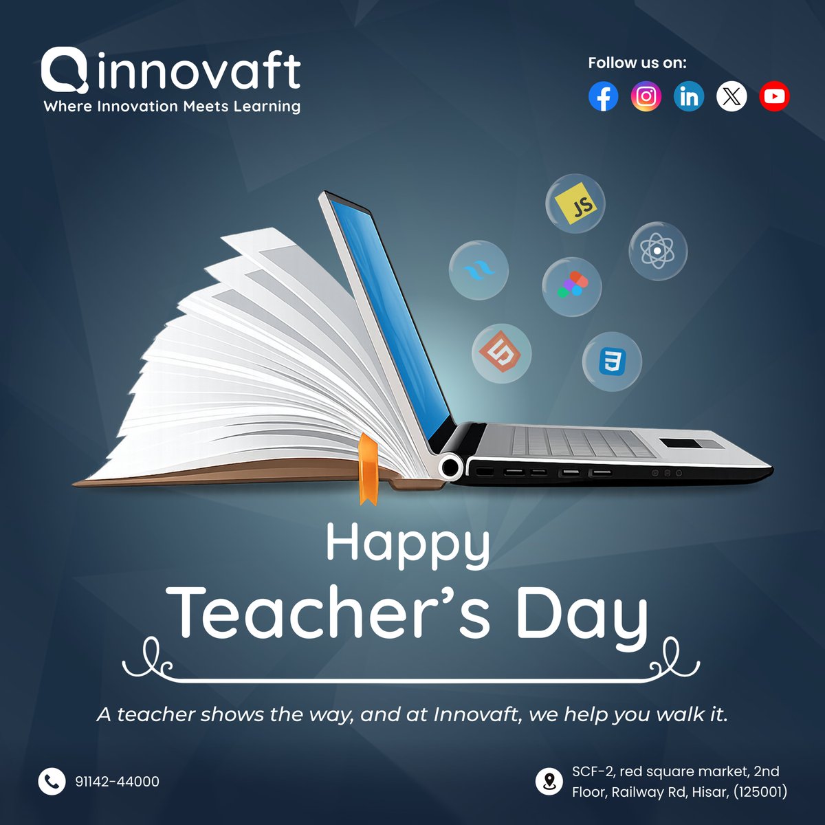 InnovaftCo's tweet image. Happy Teacher’s Day 👩🏫✨
To the mentors who shape our future with knowledge and guidance – we are forever grateful.
– Innovaft | Best Coding Institute in Hisar
#TeachersDay2025 #innovaft #bestcodinginstituteinhisar #GratitudeForTeachers