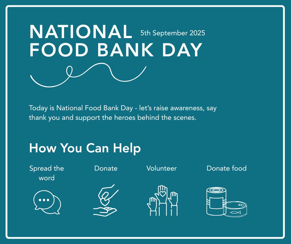 Today is National Food Bank Day &amp; we'd like to take a moment to recognize the incredible work food banks do every single day.
Together, we can make a difference — not just on NFBD, but every day.
Thank you to everyone who donates or volunteers!
#NationalFoodBankDay #EndHunger