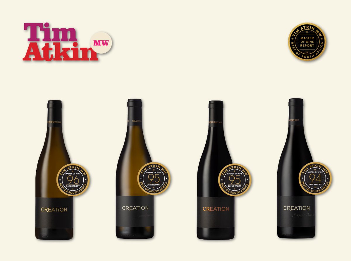 Creation shines🌟 in <a href="/timatkin/">Tim Atkin</a>  MW’s South Africa Special Report 2025🍾Full story: bit.ly/TASpecRepCW25 including Atkin’s notes for all 12 of our wines that achieved outstanding’ 90+ ratings.
#lovecreationwines #creationinnovation #finewine #timatkinsareport #saspecialreport