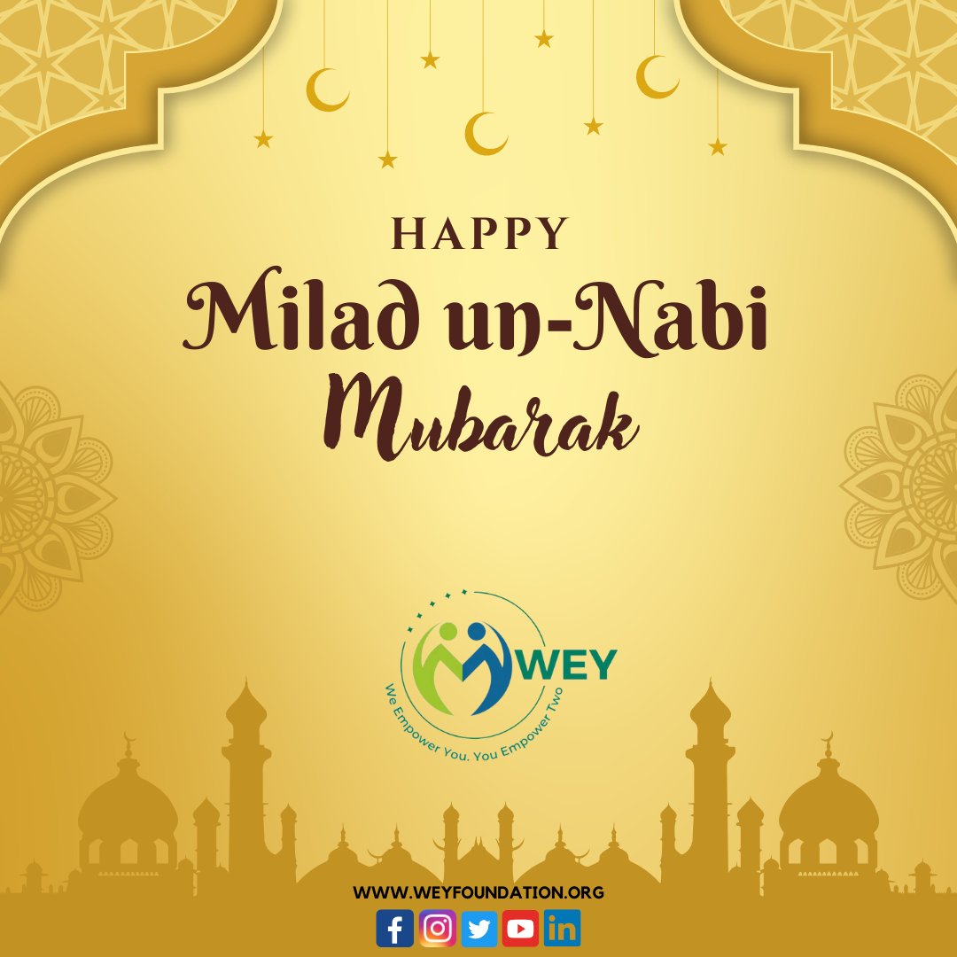 🌙✨ Wey Foundation wishes you all a very **Happy Eid-e-Milad-un-Nabi!** ✨🌙
May the teachings of Prophet Muhammad (PBUH) guide us towards peace, compassion, and unity. 🤍
#EidMiladunNabi #WeyFoundation #PeaceAndHarmony #ShirinAggarwal