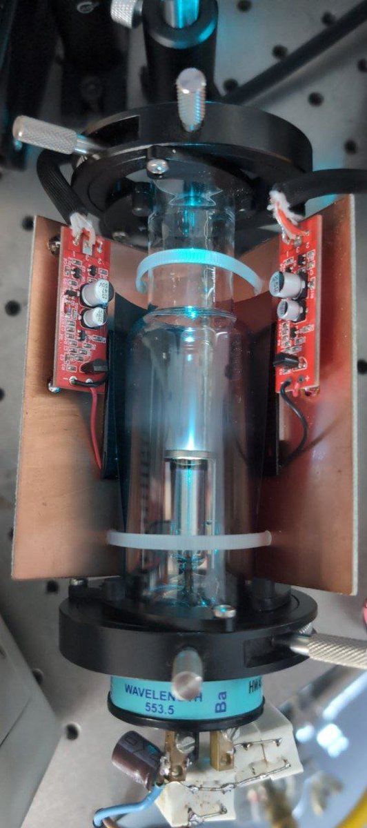 Hollow cathode lamp, LEE swatch book, solar panels, and modified Schoeps-style microphone preamps all being used correctly: #HardwareHacking #Lasers #IonTrapping
