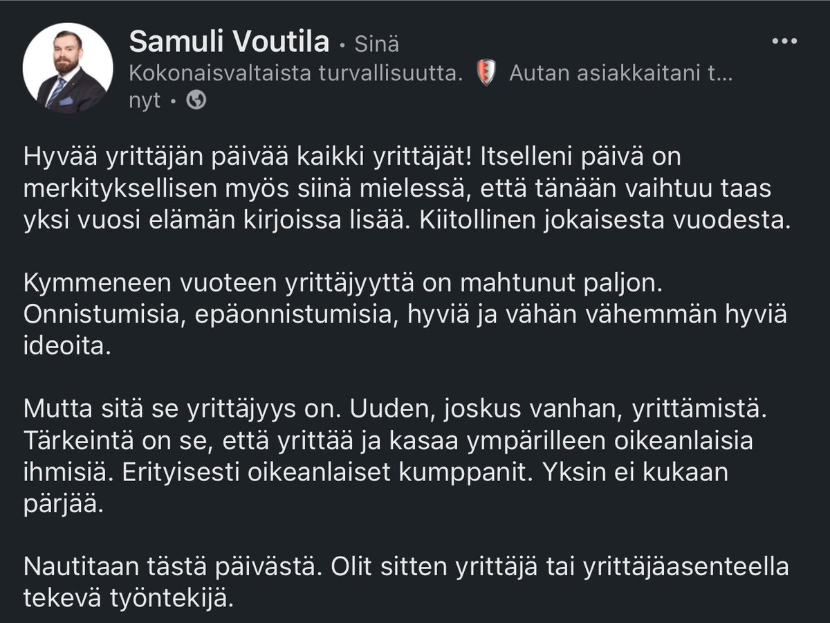 Hyvää yrittäjän päivää kaikki yrittäjät! #yrittäjänpäivä