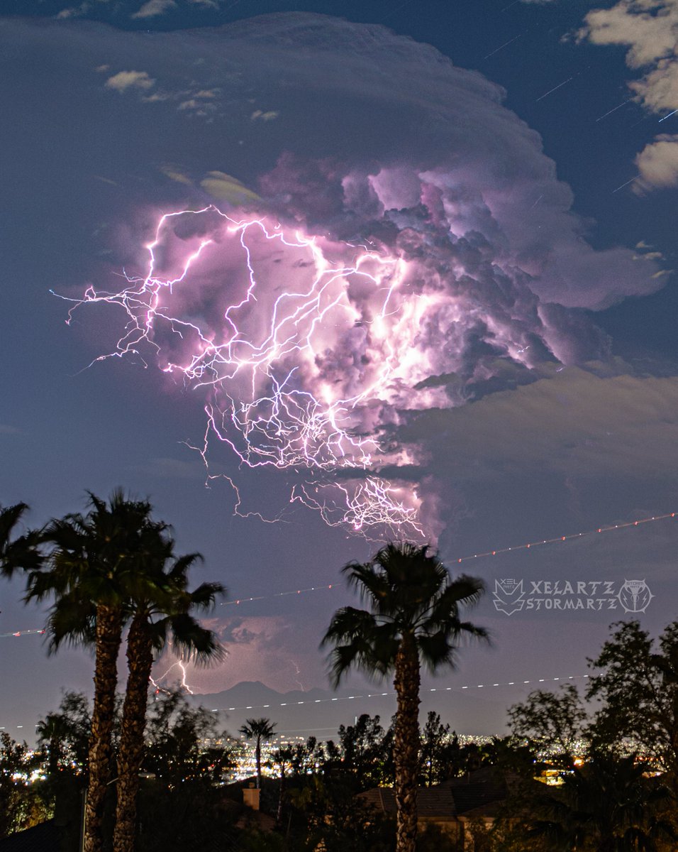 Long Exposure stack of the intense, colorful lightning show over Henderson and Boulder City tonight. <a href="/LasVegasLocally/">Las Vegas Locally 🌴</a> <a href="/VitalVegas/">Vital Vegas</a> <a href="/reviewjournal/">Las Vegas Review-Journal</a> <a href="/NWSVegas/">NWS Las Vegas</a>