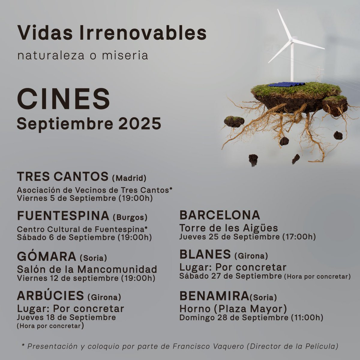 Proyecciones Septiembre 2025
Película-Documental
"Vidas Irrenovables"

Trailer: youtu.be/y1I9B24ES08

#vidasirrenovables