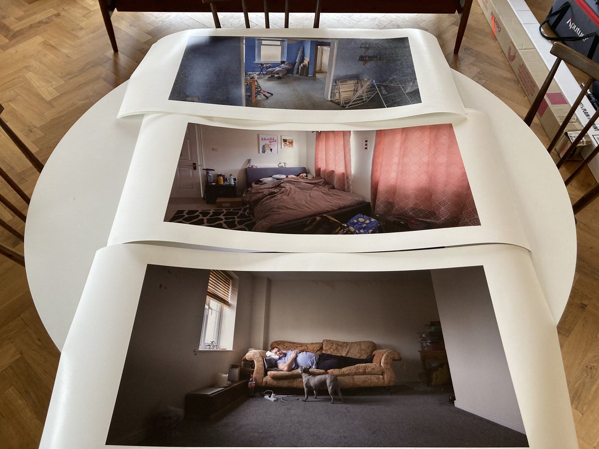 magnetoJJ's tweet image. Some prints ready for the exhibition. These are nearly 1m wide and show #pwme in the rooms where they spend most time. #MECFS #millionsmissing