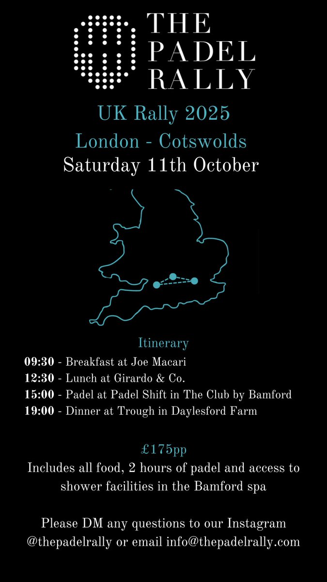Full details on The Padel Rally Cotswold event below

Spaces limited but some still available

Just comment below or DM me if interested