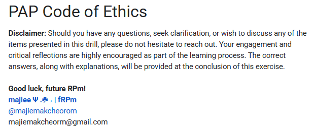 majiemakcheorom's tweet photo. Hi, I made a 65-items PAP Code of Ethics drill covering all the sections. Hope this will help! Wag kalimutan aralin COE :> #rpmtwt #blepp2025 

Here's the link:
https://t.co/hR7Rkddih2 https://t.co/GIgb1OWkLw