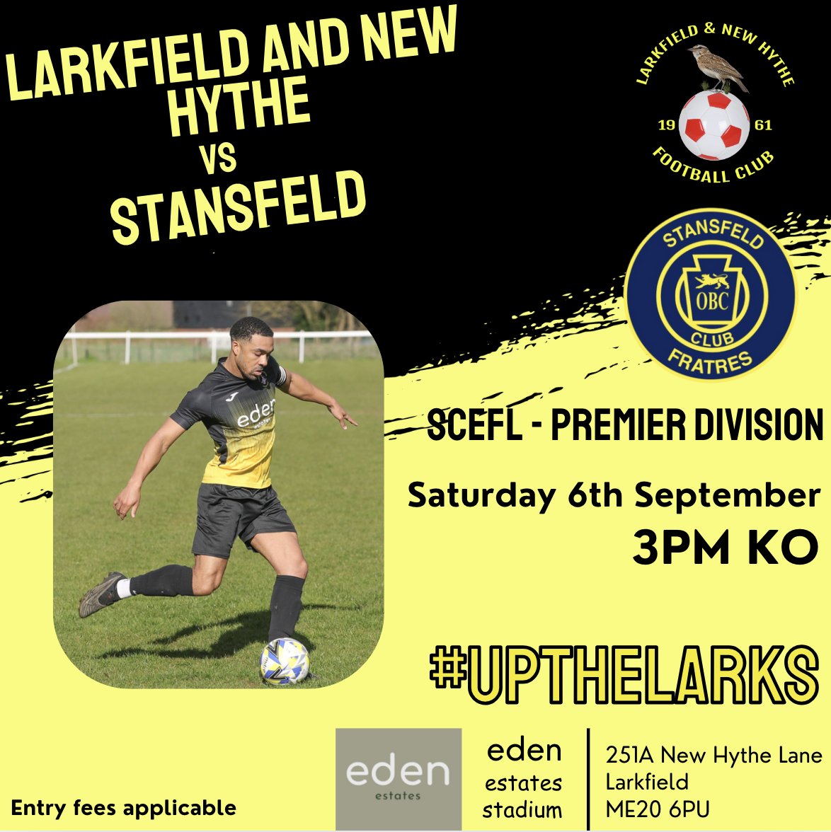 The boys are at home tomorrow as they play STANSFELD.

@andysfoodfactory  will be serving hot food. Clubhouse open from 12 serving hot and cold drinks!

KO 3pm

Come down to show your support to the boys.

UPTHELARKS