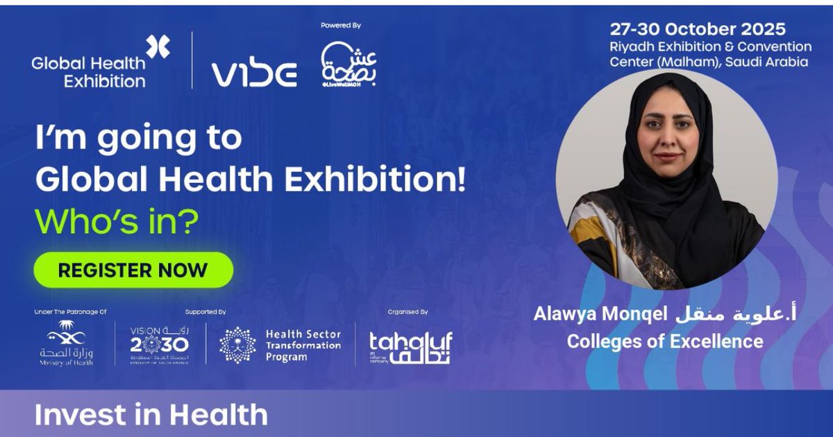 شاركني استكشاف الابتكارات في القطاع الصحي وبالاخص حلول التعليم والتدريب في ملتقى الصحة العالمي Global Health Exhibition

register.visitcloud.com/survey/3fnjgph…