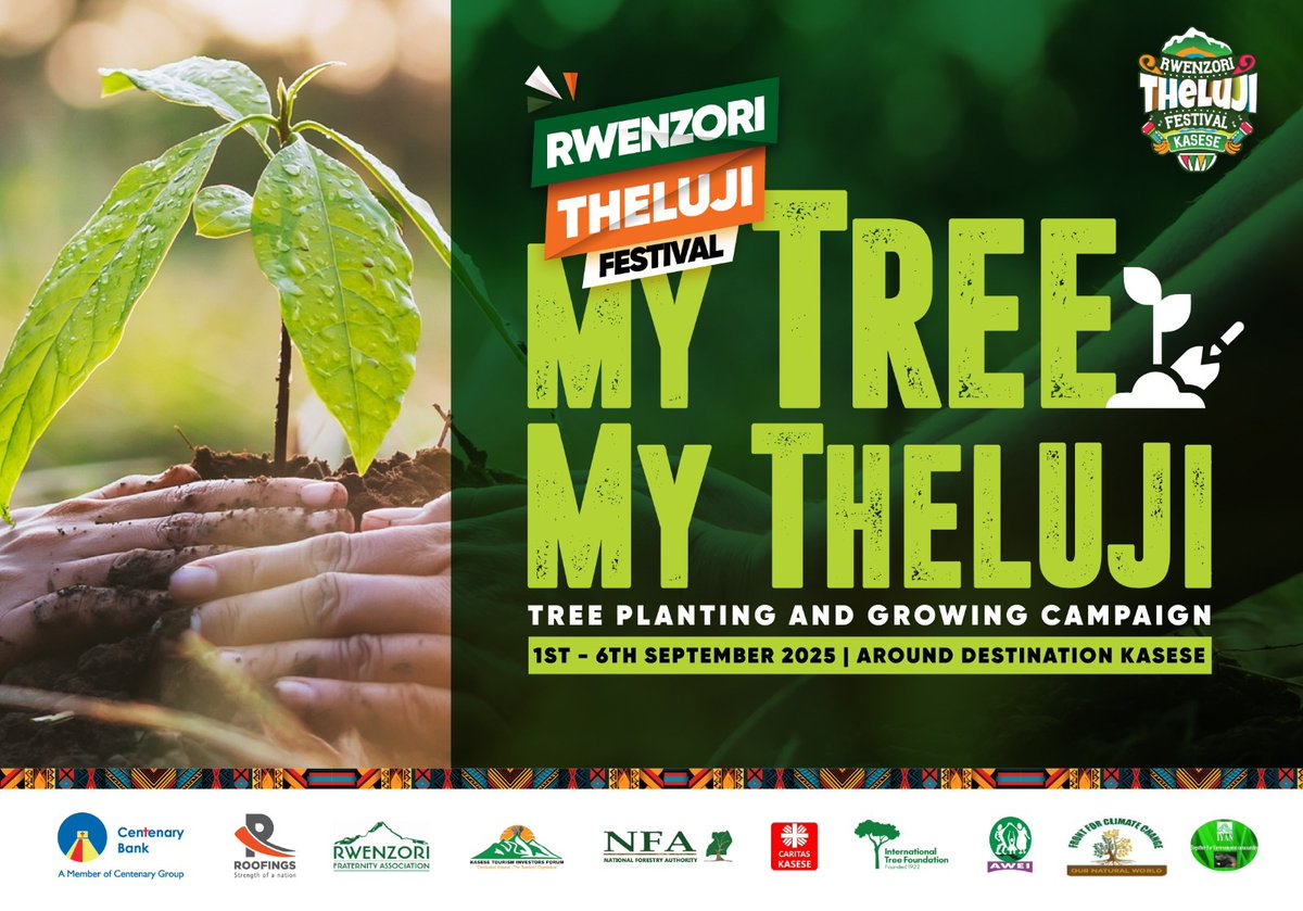 MuhindoDor15852's tweet photo. Today Environmentalists will join the Rwenzori Theluji Festival's in the  campaign of "My Tree, My Theluji" , join the team today at Rwenzori square to plant trees to promote environmental conservation. 

#RwenzoriThelujiFestival25 https://t.co/3olloFlkoi